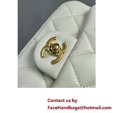 Chanel Lambskin, Resin  &  Gold-Tone Metal Mini Flap Bag with Top Handle AS4847 White 2024